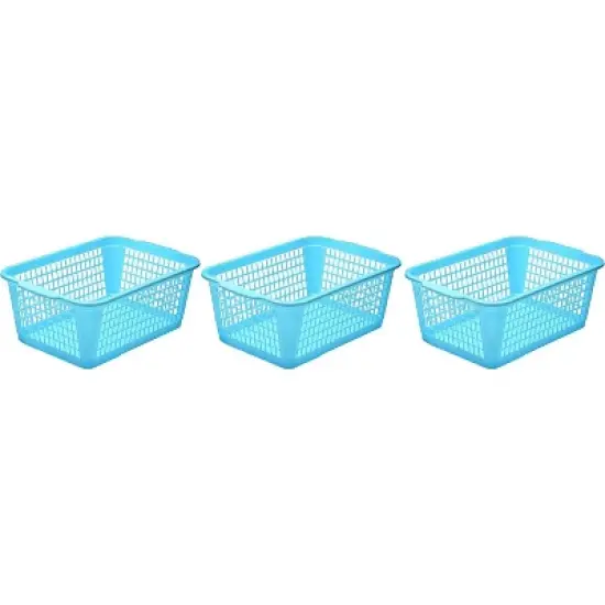 YBM HOME Plastic Perforated Storage Basket Bin Office Drawer, Shelf Desktop CountertopTray Organizer 32-1184, Pack of 3 image {8}