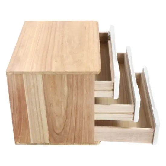 YIYIBYUS 3Tiers Wooden Desktop Storage Box, Desk Organizer with Lockable Drawers image {3}