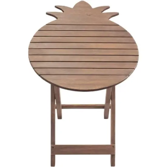 Teal Island Designs Modern Acacia Wood Outdoor Folding Table 19" x 27" Natural Oil Pineapple for Patio Home House Balcony Deck Shed image {3}