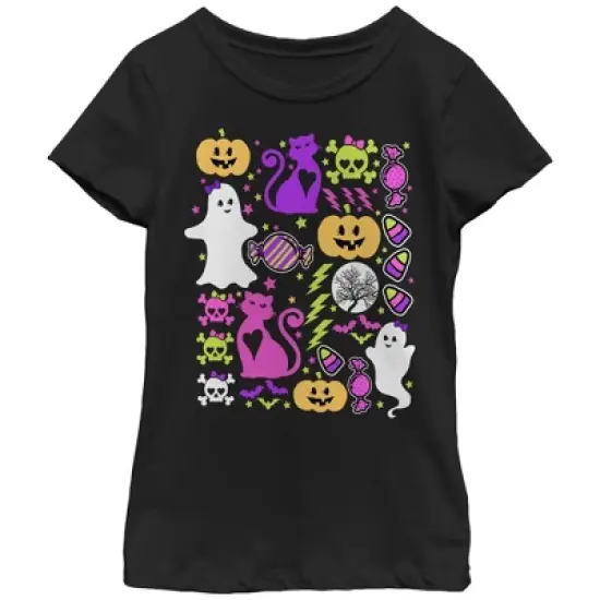 Girl's Lost Gods Halloween Ghostly Bows T-Shirt image {2}