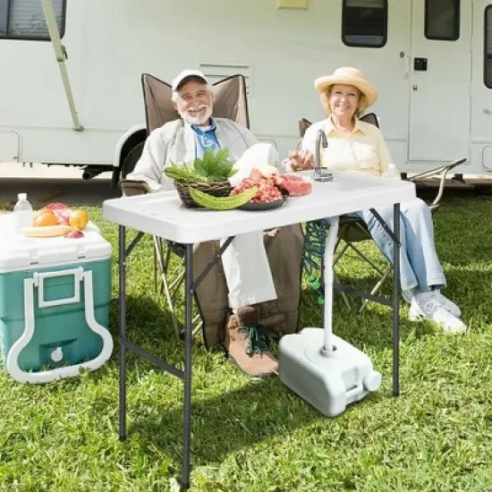 Costway Folding Fish Table Hunting Clean Cutting Camping Sink Faucet w Sprayer image {6}