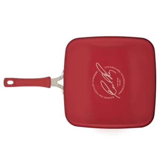 Rachael Ray Cook + Create Aluminum Nonstick Square Stovetop Griddle Pan 11" Red image {8}