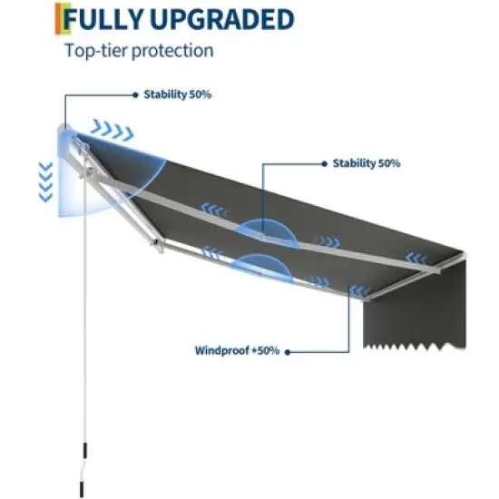 Retractable Awnings for Patio - Outdoor Sunshade Shelter with Heavy Duty Aluminum Frame & UV Protection Fabric image {3}