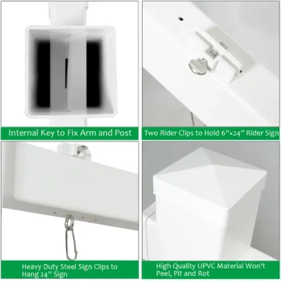 Costway 6' UPVC Real Estate Sign Post Open House Yard Home for Sale White W/Stake image {3}