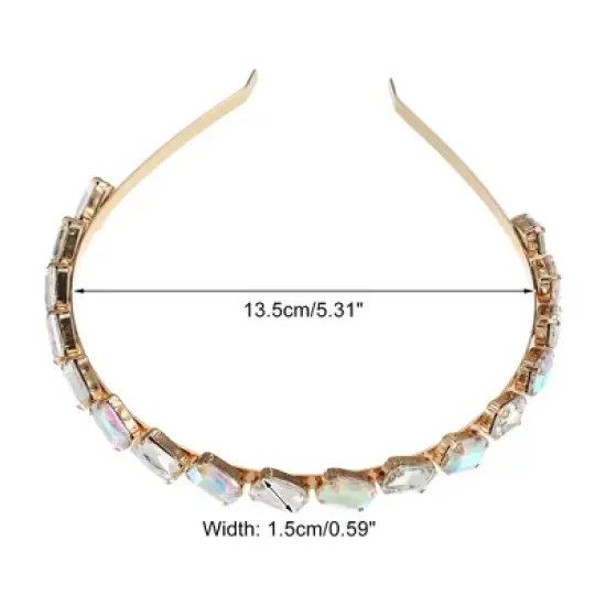 Unique Bargains Women's Metal Square Colorful Glass Crystal Rhinestone Headband image {3}