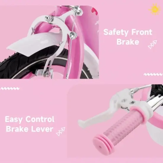 Topteng Girl Children's Bicycle Outdoor Ride-On Bike with Kickstand, Adjustable Seat, and Basket, Pink/Purple image {6}