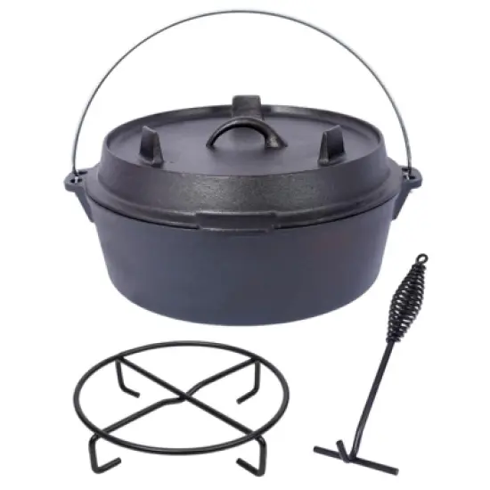 SEVOBAL Grill Cookware Outdoor Dutch Oven with Skillet Lid for Group Cooking and Camping Use Area, Black, 15.3"*17"*7.8" image {5}