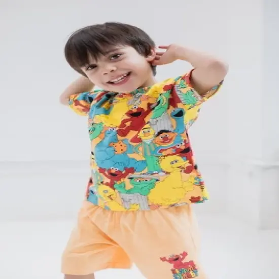 Sesame Street Oscar the Grouch Elmo Bert and Ernie Graphic T-Shirt and Shorts Outfit Set Infant to Little Kid image {1}