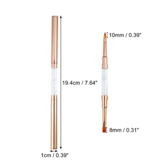 Unique Bargains Double Ended Nail Art Brush Gel Polish Nail Art Design Pen Painting Brush Tools for Home DIY Manicure Rose Gold Tone image {3}