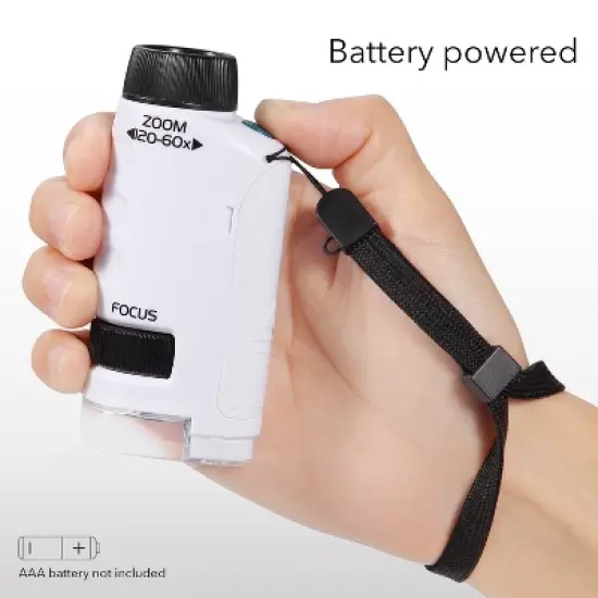 Dartwood Pocket Microscope - Mini Portable Microscope for Kids & Adults with LED - 60x-120x Magnification (3 Pack, White) image {4}