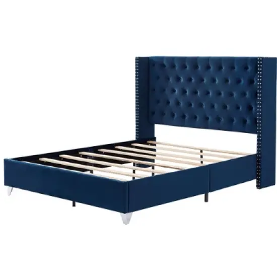 Button-Tufted Platform Bed with One Nightstand - ModernLuxe image {5}