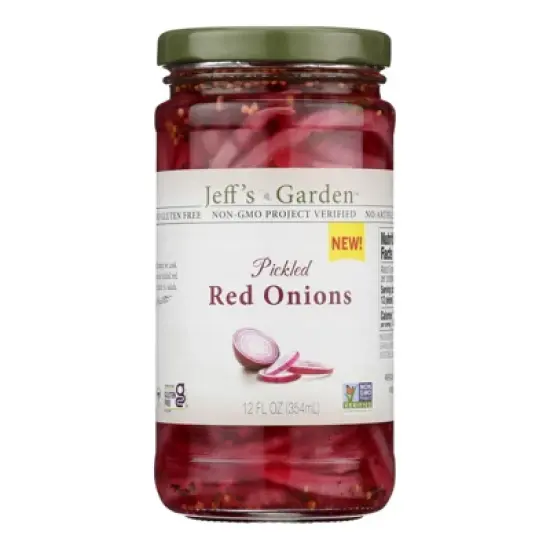 Jeff's Garden Pickled Red Onions - Case of 6/12 oz image {1}