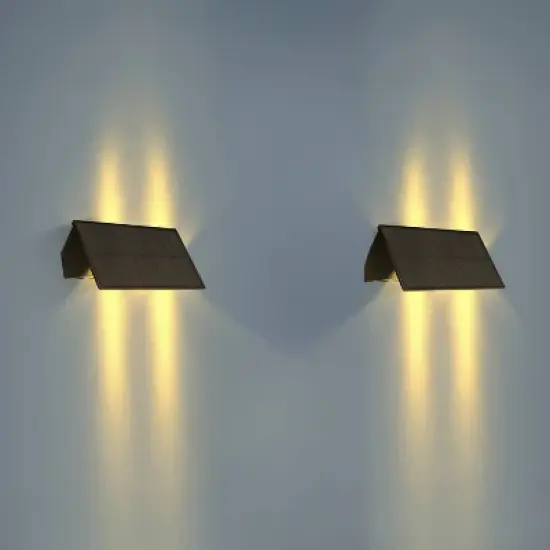 Techko Maid 2pk Solar Bi-Directional Decorative Wall Light Matte Black image {10}