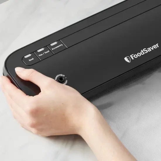 FoodSaver Space-Saving Vacuum Sealer with Bags and Roll Black: Compact Food Savers Vacuum System, Plastic & Metal image {1}