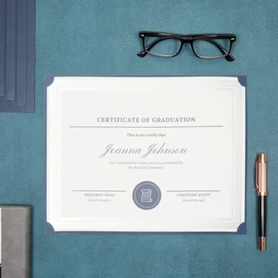 Sustainable Greetings 48-Pack Single Sided Award Certificate Holders for Diplomas, Awards, Certifications (fits 8.5x11, Navy Blue) image {1}