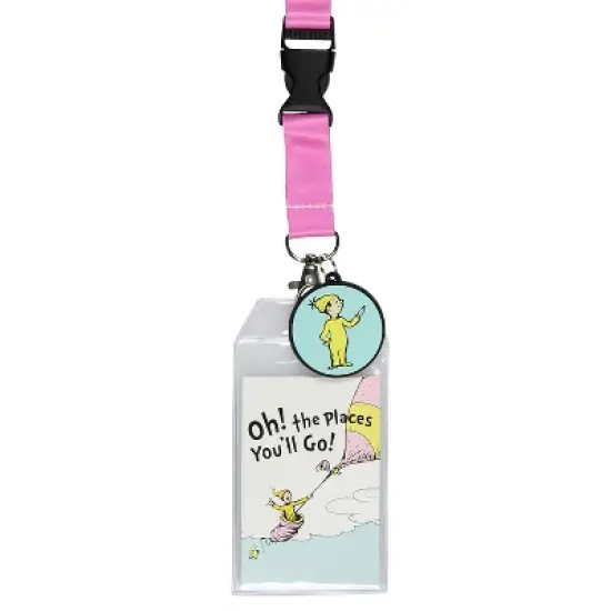 Dr. Seuss Oh The Places You'll Go ID Badge Holder Lanyard w/ 2" Rubber Pendant image {1}
