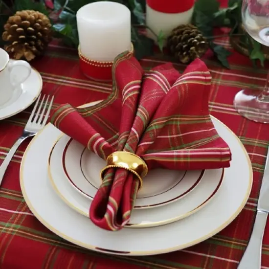 Elrene Shimmering Plaid Holiday Tablecloth ~ Red/Green -  Elrene Home Fashions image {3}