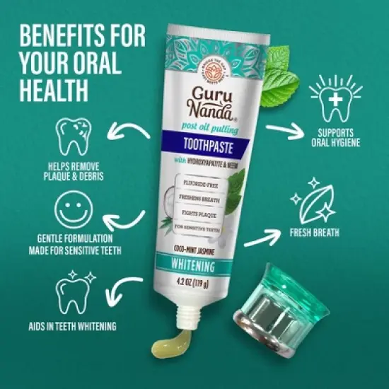 GuruNanda Fluoride-Free Whitening Toothpaste with Hydroxyapatite - 4.2oz image {5}