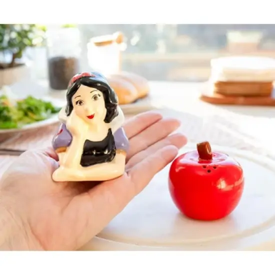 Silver Buffalo Disney Snow White and Apple Ceramic Salt and Pepper Shaker Set image {3}