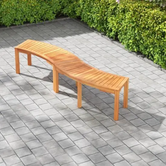 Costway 1/2/4 PCS Outdoor Curved Bench with Slatted Seat Wrap Around Tree Bench 2-Person Seating image {3}