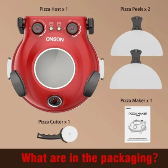 Teendow 12" Indoor Pizza Oven with Removable Ceramic Stone, 800&deg;F Max Heat, Adjustable Top & Bottom Heating,Red image {7}