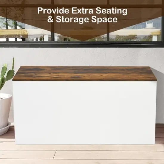 Costway Flip-top Storage Chest Lift Top Storage Bench Wooden Deck Box Toy Box image {5}