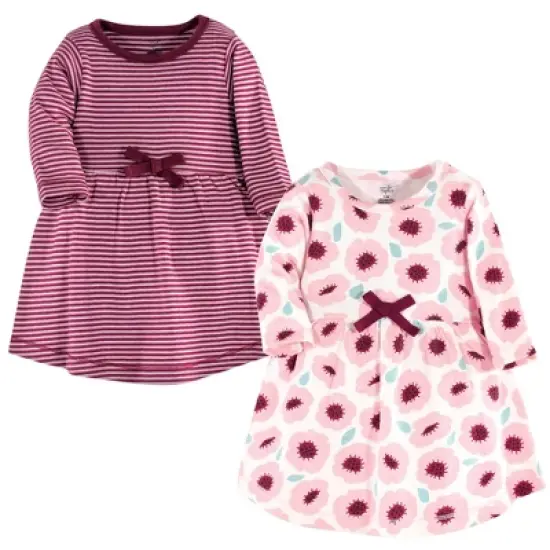 Touched by Nature Baby and Toddler Girl Organic Cotton Long-Sleeve Dresses 2pk, Blush Blossom image {3}