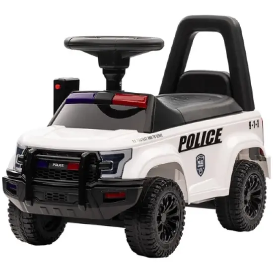 Aosom Kids Ride On Sliding Car with Hidden Under Seat Storage, Ride On Police Car for Toddler with Megaphone, Anti Dumping Device, Removable Backrest, Foot-to-Floor Design, Aged 18-60 Months image {3}