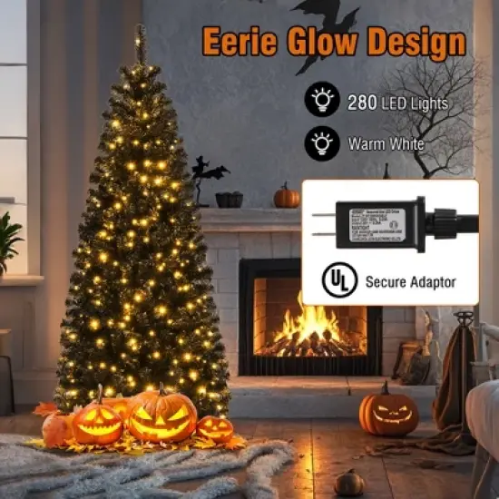 Costway 6 FT Artificial Halloween Tree with 618 Branch Tips 280 Warm White LED Lights image {7}