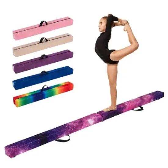 Costway 8 FT Folding Gymnastic Beam with Anti-slip Base Pine Wood Frame Carrying Handle Blue/Beige/Pink/Dark Purple/Purple/Multicolor image {10}