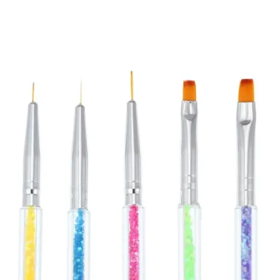 Unique Bargains Double Ended Bling Handle Nail Art Brushes Kit Multicolored 5 Pcs image {1}