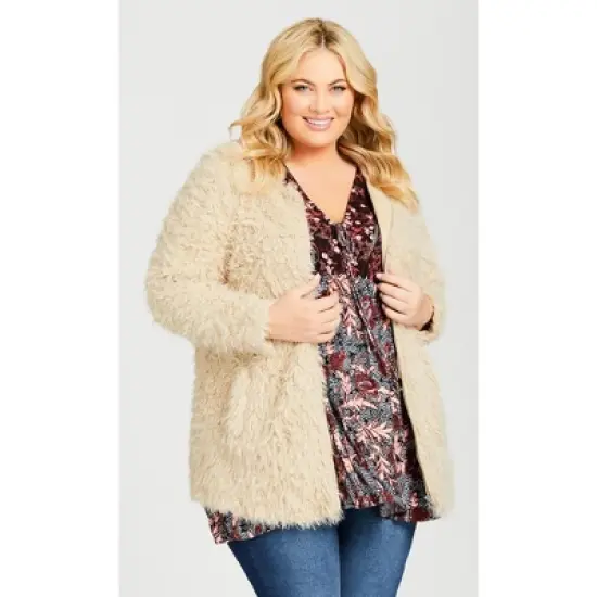 Women's Plus Size Lotus Fluffy Jacket - cream | AVEOLOGY image {3}