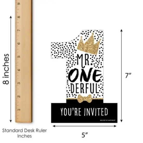 Big Dot of Happiness 1st Birthday Little Mr. Onederful - Shaped Fill-In Invites - Boy First Birthday Party Invitation Cards with Envelopes - Set of 12 image {4}