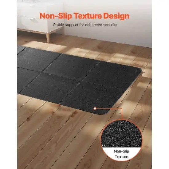 VEVOR Foldable Walking Pad Treadmill Mat, 1/4" Thick, 24" x 68" Exercise Equipment Mat, High Density PVC Floor Protector, Black image {4}