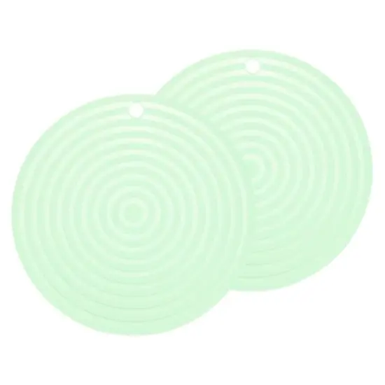 Unique Bargains Round Heat Resistant Silicone Trivet Mat with Hang Hole 2 Pcs image {11}
