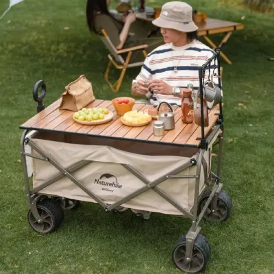 Naturehike Collapsible Beach Wagon with Big Wheels, Utility Foldable Grocery Cart Heavy Duty, Portable Folding Wagon Cart with Wheel for Camping image {8}