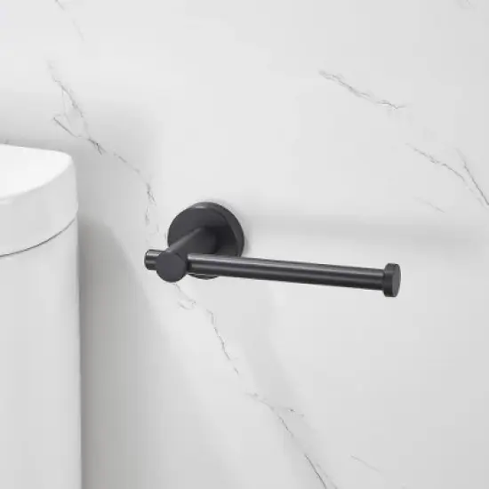 Black Sturdy Aluminum Toilet Paper Roll Dispenser for Wall Mounting in Bathroom, Kitchen, or Washroom image {4}