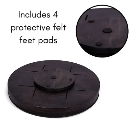 BirdRock Home 18" Wooden Lazy Susan - Black Wood with Iron Accents image {6}