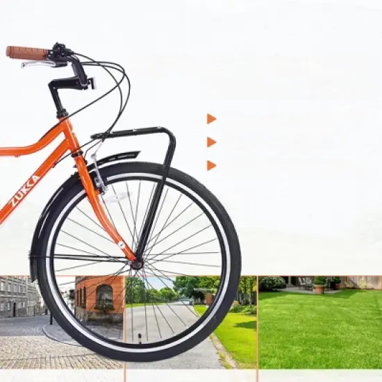 INFURNIC Bicycles, 26 Inch Vintage Style Bike for Men Women, 7-Speed Retro Commute Bike, Orange, 66.93"*22.05"*37.8" image {3}