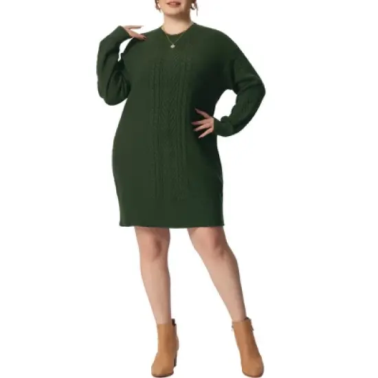 Agnes Orinda Women's Plus Size Long Sleeve Knit Pullover Short Sweater Dresses image {8}