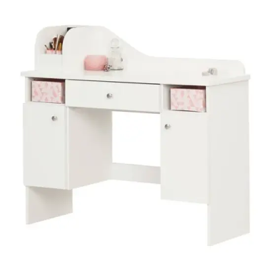 Vito Makeup Desk with Drawer Pure White/Pink - South Shore image {9}