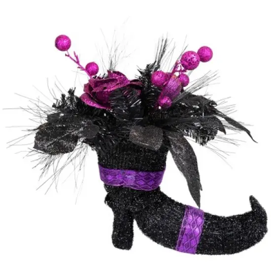 Northlight Witch's Boot with Glittered Roses and Foliage Halloween Decoration - 12" image {4}