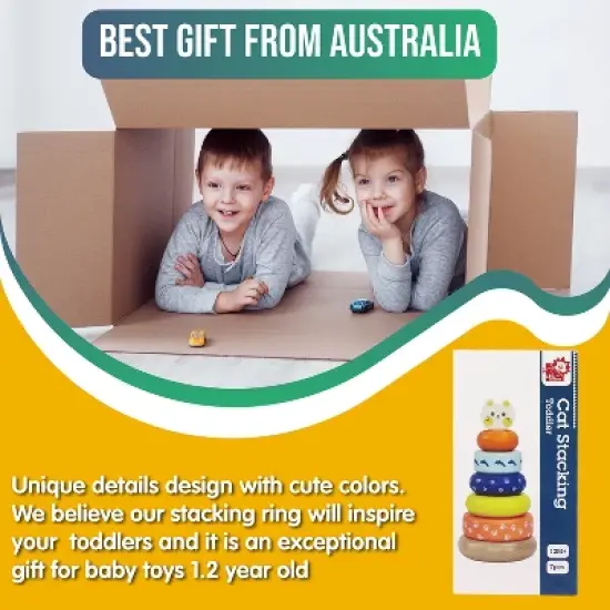 Leo & Friends Cat Stacking Toddler Ring Tower image {6}