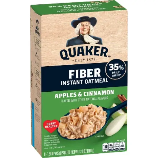 Quaker Fiber Boost Apples & Cinnamon Flavored Instant Oatmeal - 12.6oz/8ct image {8}