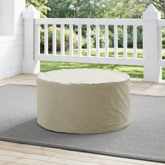 Outdoor Catalina Round Table Furniture Cover - Tan - Crosley image {2}