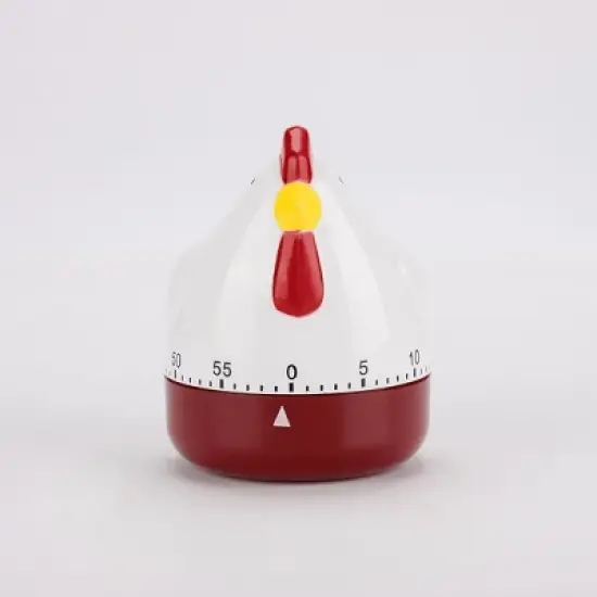 Unique Bargains Home Kitchen Cooking Chicken Shaped Mechanical Alarm Timer White Red image {3}