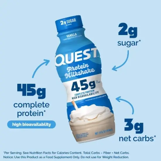 Quest Nutrition Ready to Drink High Protein Milkshake - Vanilla - 56 fl oz/4ct image {2}