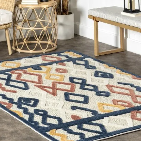 nuLOOM Aiko Geometric Moroccan Indoor/Outdoor Patio Area Rug image {8}