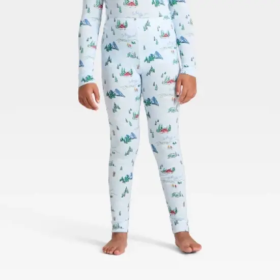 Kids' "Tis the Ski-son!" Cozy Knit Long Sleeve Shirt and Pants Holiday Matching Family Pajama Set - Wondershop&trade; Blue image {3}