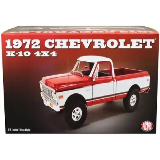 1972 Chevrolet K-10 4x4 Pickup Truck Red and White Limited Edition to 390 pieces Worldwide 1/18 Diecast Model Car by ACME image {4}